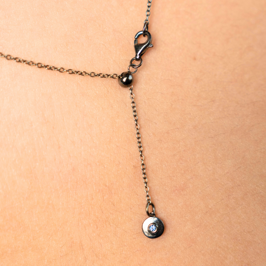 Tichi 'Evil Eye' Black Rhodium & Diamond Necklace - Psylish