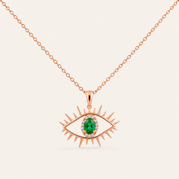 Tichi 'Evil Eye' Emerald Necklace - Psylish