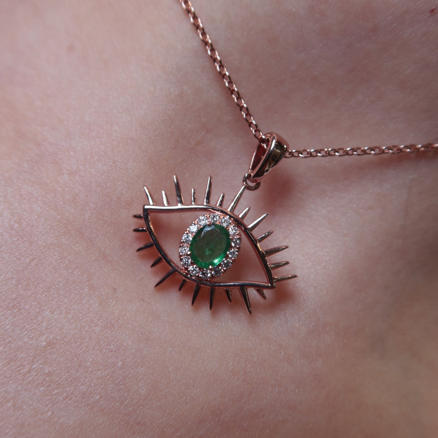 Tichi 'Evil Eye' Emerald Necklace - Psylish