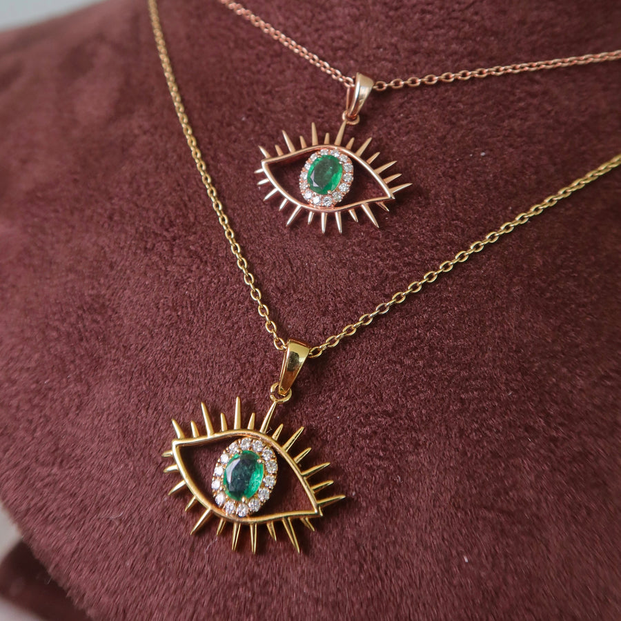 Tichi 'Evil Eye' Emerald Necklace - Psylish