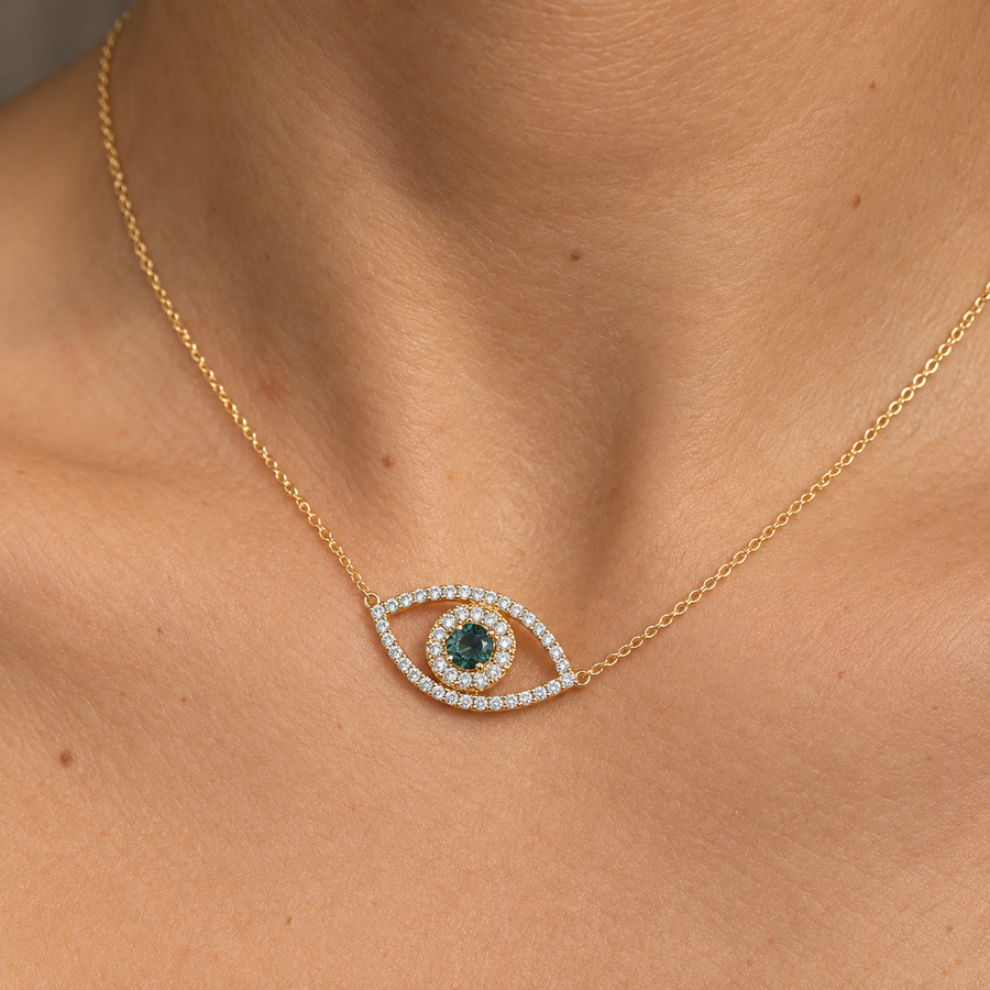 Tichi 'Kismet' Evil Eye Slice Diamond Necklace