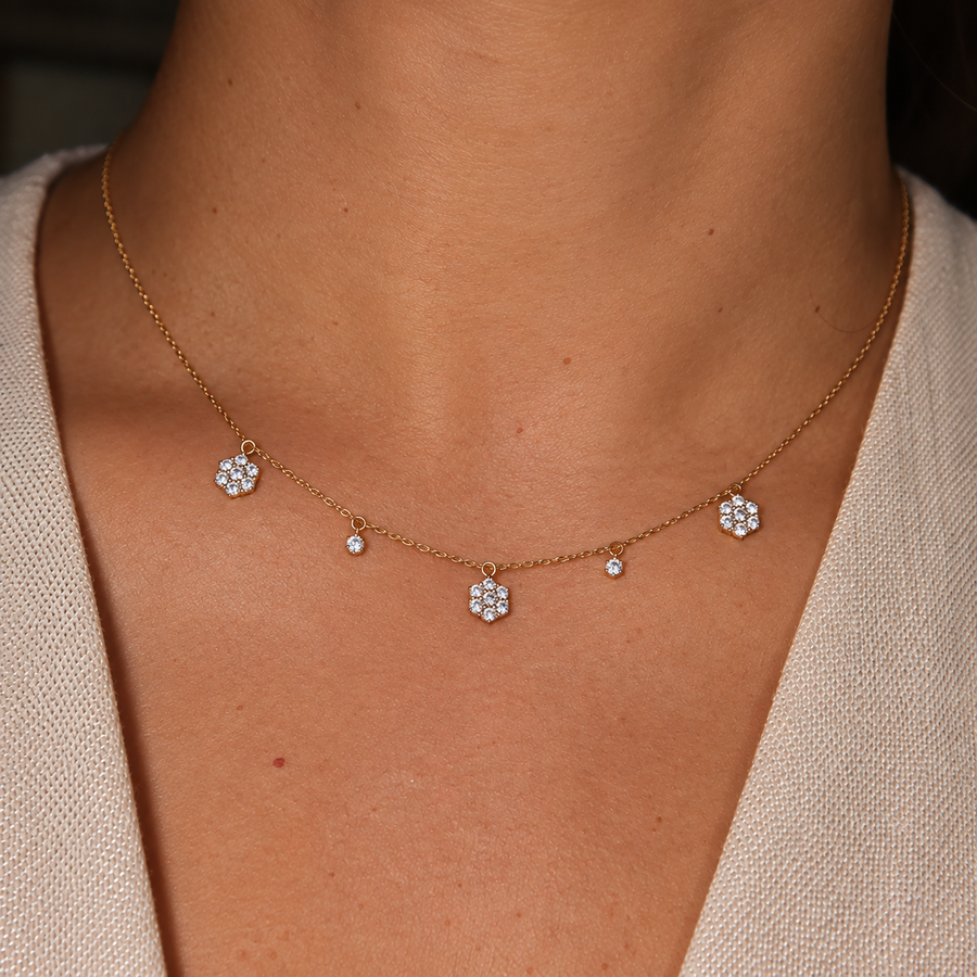 Trinity Yellow Gold Diamond Necklace Front