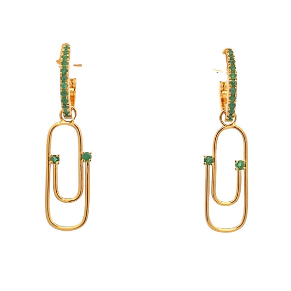 Thea U-clip Emerald Earrings