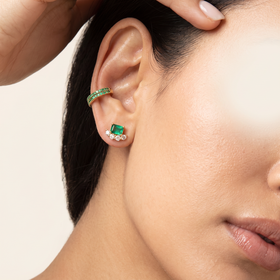 Zambia Natural Zambian Emerald & Sapphire Studs