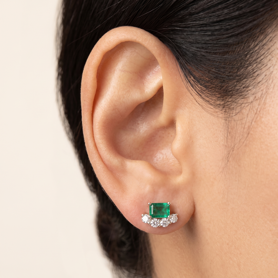 Zambia Natural Zambian Emerald & Sapphire Studs in White Gold 