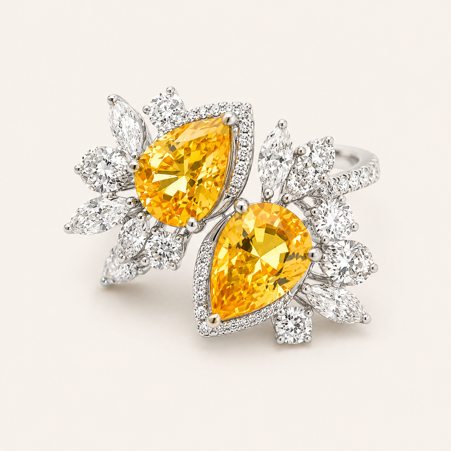 Zarah Dual Yellow Sapphire Ring - Psylish