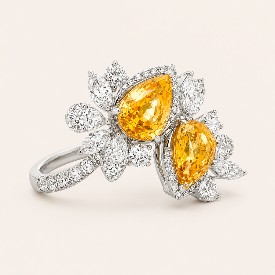Zarah Dual Yellow Sapphire Ring - Psylish