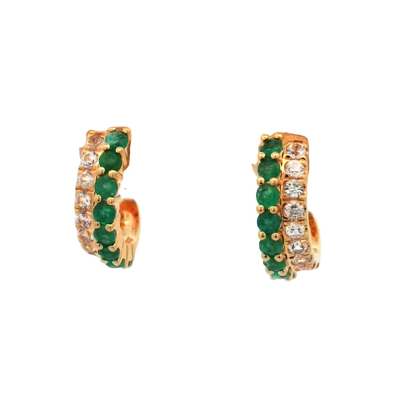 Rey Deux Emerald Huggie Earrings