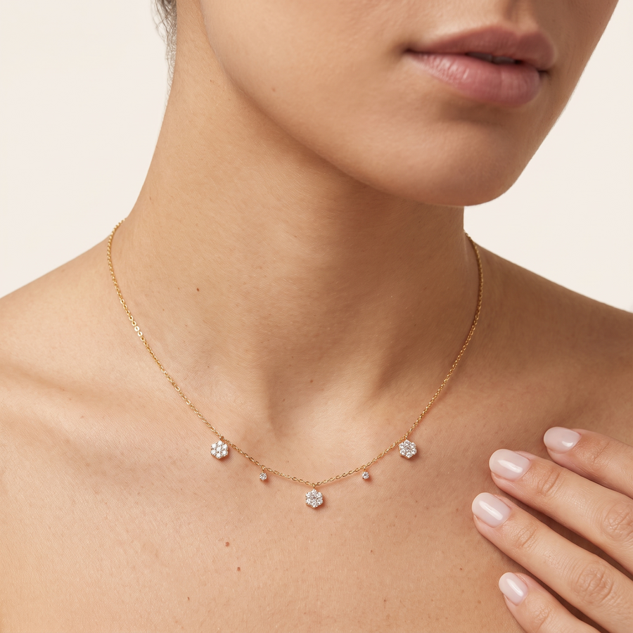Trinity Yellow Gold Diamond Necklace - Psylish