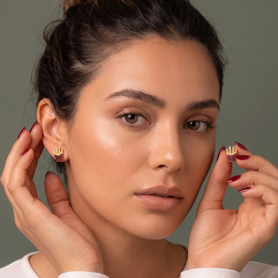 Fries Natural Garnet Stud Earrings - Psylish