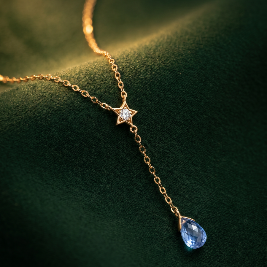 Alula Blue Sapphire Diamond Necklace - Psylish